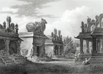 Pagoden in Calicut, graviert von W. Angus